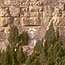 View from the southern side of the valley to the north. The big inscription "Da Kong Wang Fo", now whitened, is clearly visible. 